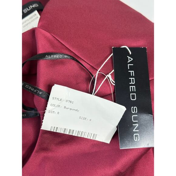 Alfred Sung NWT Burgundy Satin Halter Trumpet Gown Bridesmaid Wedding Prom 4 - Picture 6 of 9